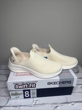 Skechers Women’s Swift Fit Slip-On Sneakers in Natural Cream